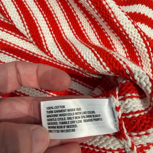 A New Day 100% Cotton Red and White Striped Sweater - Picture 3 of 5